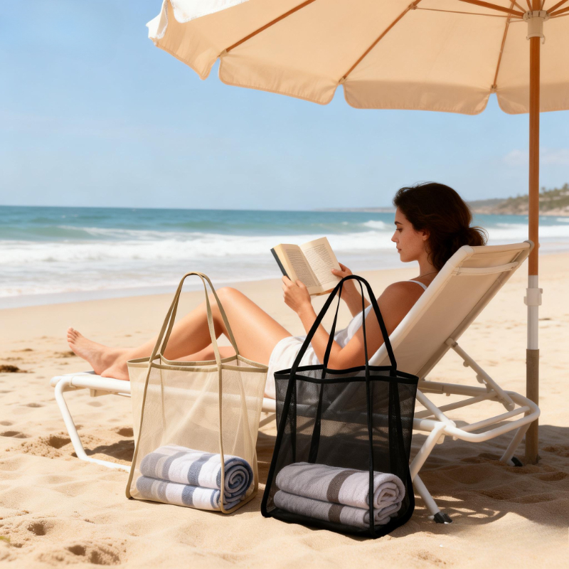 Reusable Produce Bag - Large Mesh Beach Bag High Capacity