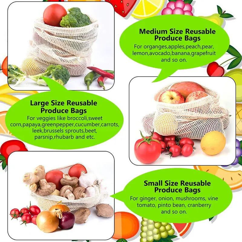 3 6 10pcs Reusable Produce Bag - Reusable Produce Bag のレビューと価格